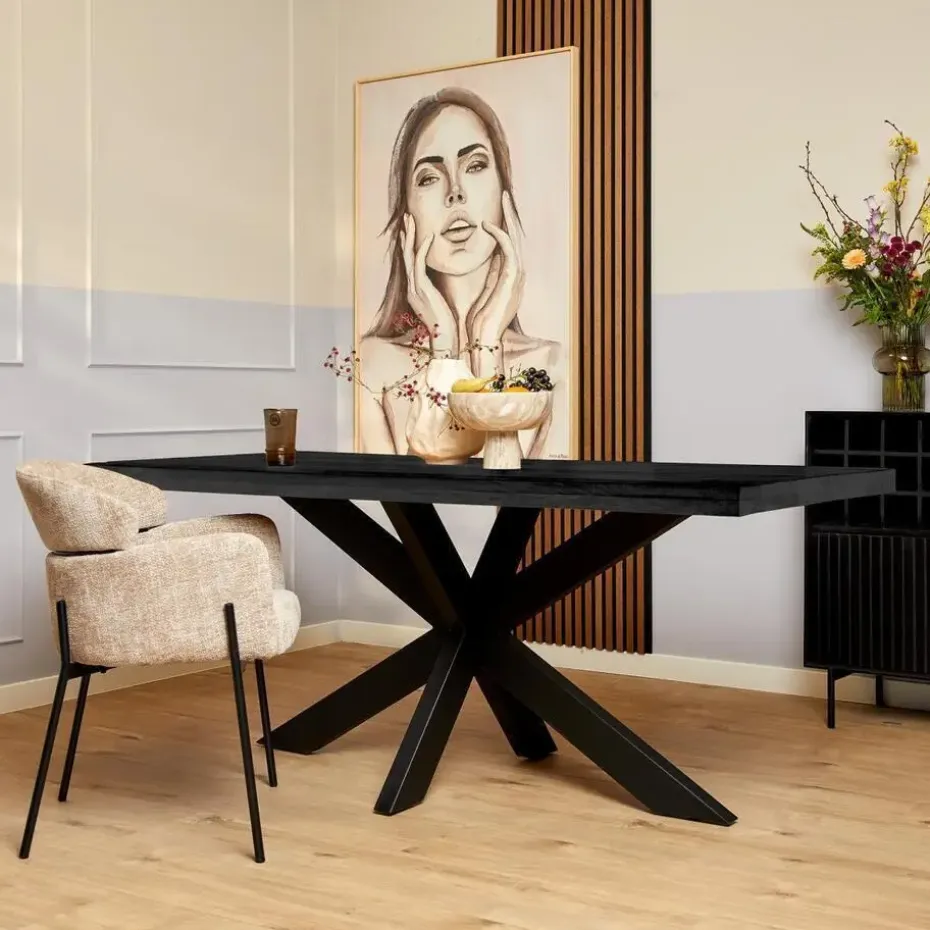 StarFurn - Rechthoekige eettafel Denver - 200 cm - zwart