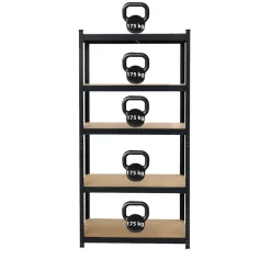Stellingkast / Magazijnstelling - Zwart - 5 planken