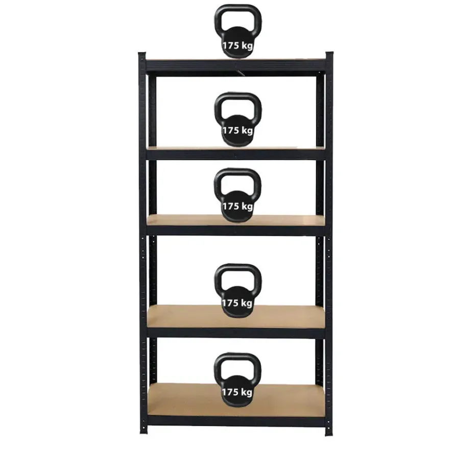 Stellingkast / Magazijnstelling - Zwart - 5 planken