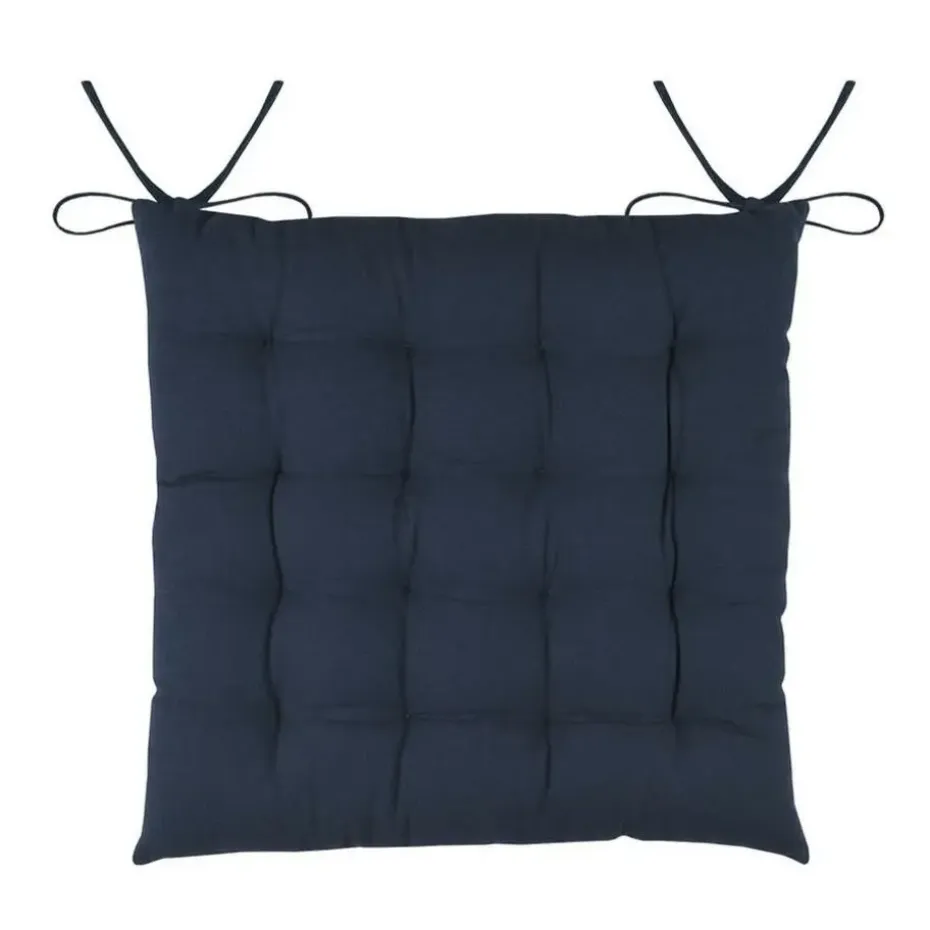 Stof Textile stoelkussens - donkerblauw - 38 x 38 x 3.5 cm