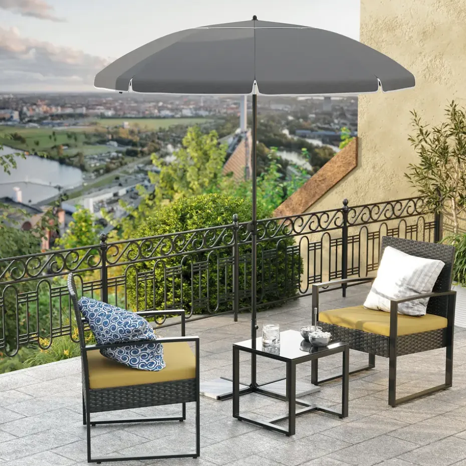 Stokparasol - Strandparasol - Ø 200 cm - Kantelbaar - met Draagtas - Grijs