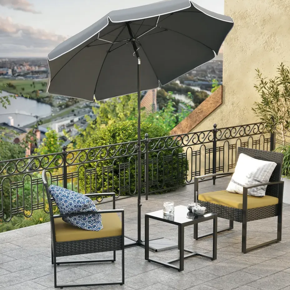 Stokparasol - Strandparasol - Ø 200 cm - Kantelbaar - met Draagtas - Grijs
