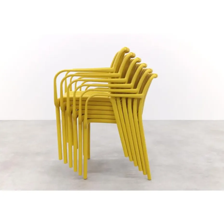 Stripe stapelbare tuinstoel - Mosterdgeel
