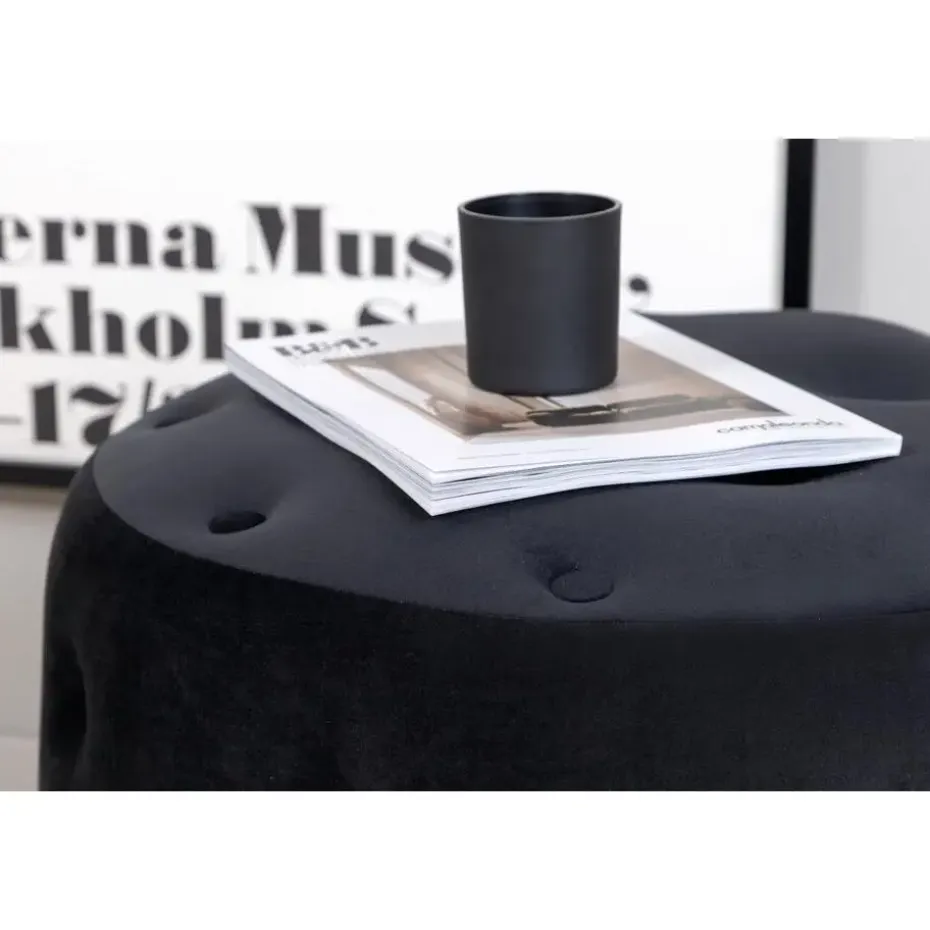 Svea - Juno hocker - velvet - zwart
