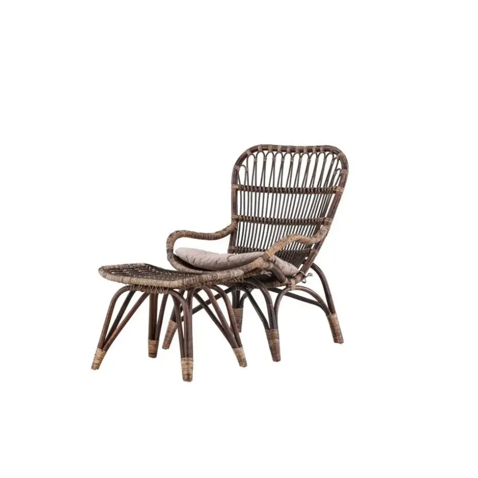 Svea - Leila loungestoel - donker walnoot - rattan