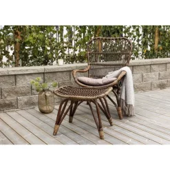 Svea - Leila loungestoel - donker walnoot - rattan