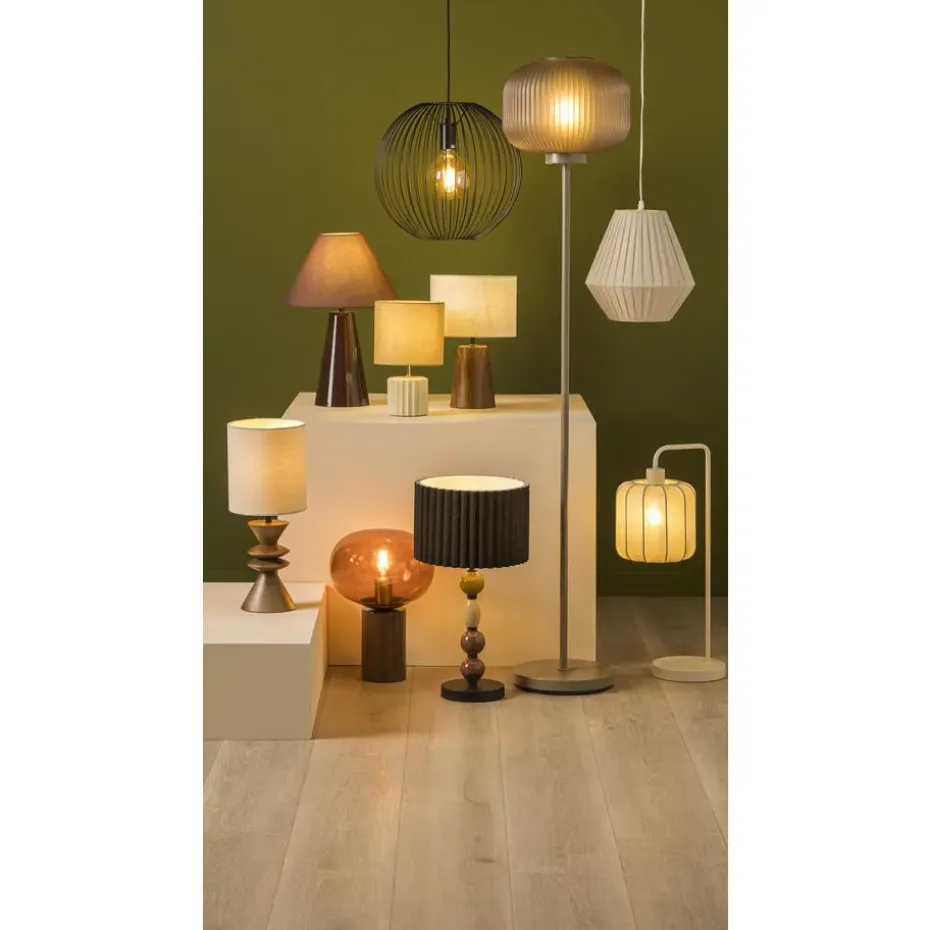 Tafellamp Fenne - beige stof/metaal - E27 - 58x23x20 cm