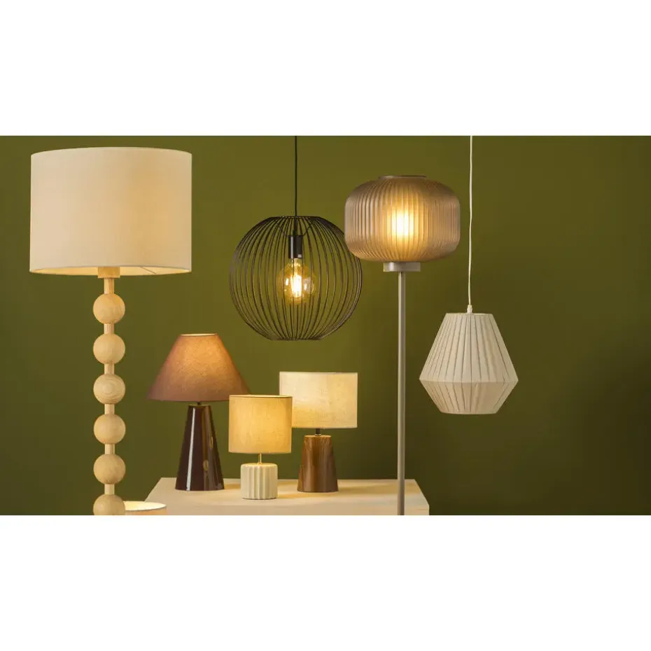 Tafellamp Fenne - beige stof/metaal - E27 - 58x23x20 cm
