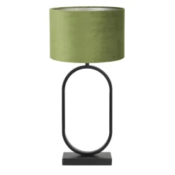 Tafellamp Jamiri/Velours - Zwart/Olijfgroen - Ø30x67cm