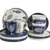 TAMARIND - 16-delige serviesset - Wit/Blauw - Porselein