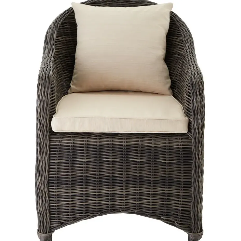 tectake® - 2 Luxe wicker stoelen - Fauteuils - zachte kussens - grijs - 403682