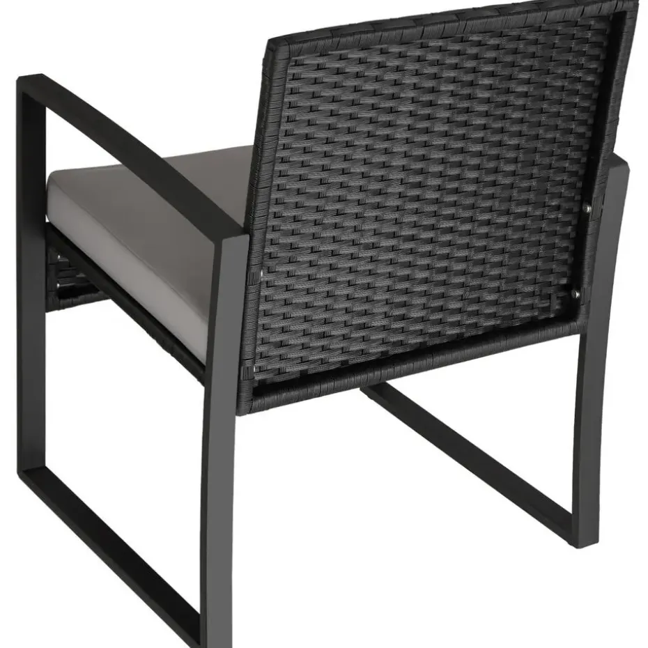 tectake - balkonset Granada - wicker - zwart
