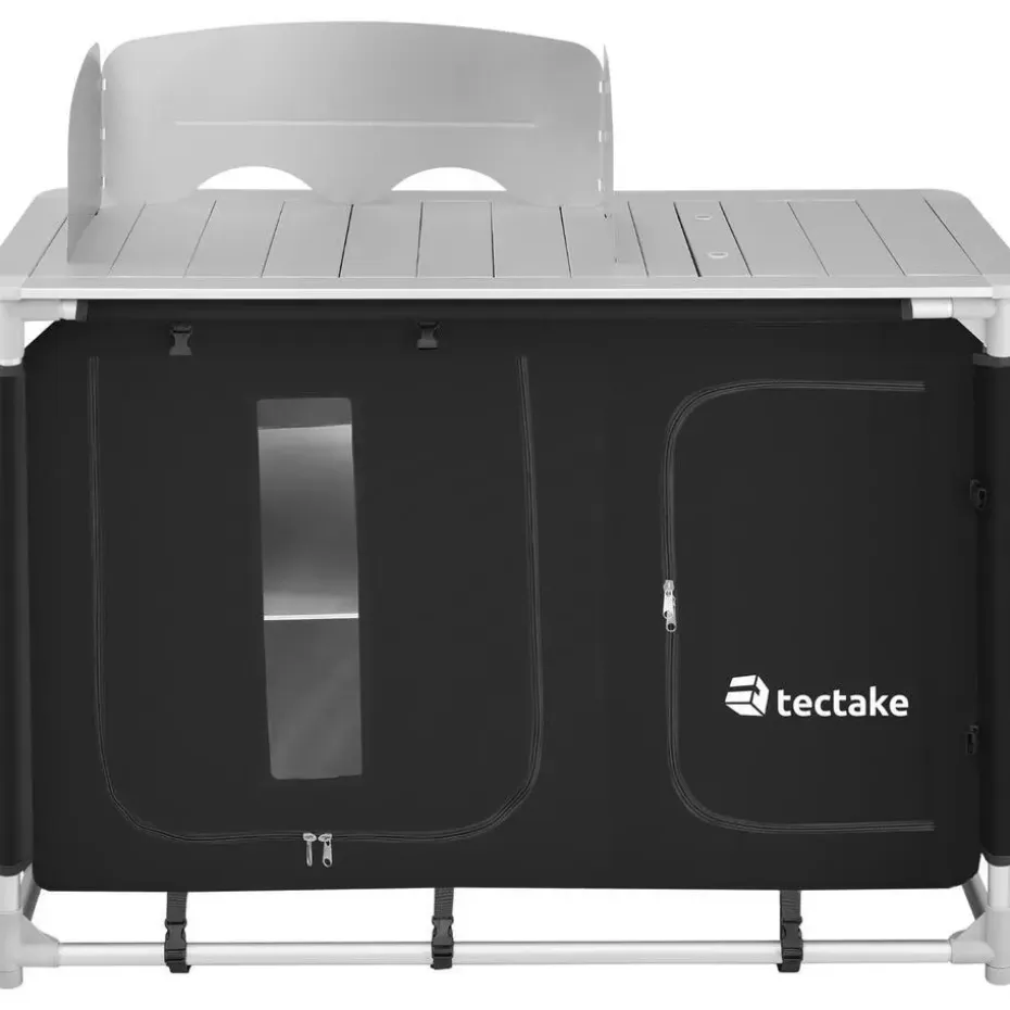tectake - Campingkeuken 116x52x107cm, Zwart