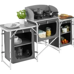 tectake - Campingkeuken 172x52x104cm, Grijs