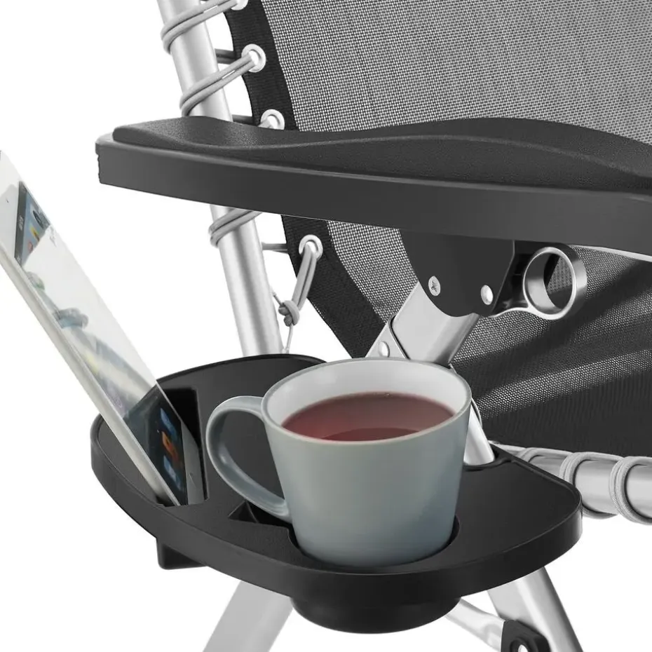 tectake - Ligbed Cloud inklapbaar, traploos verstelbaar, Zwart