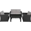 tectake - loungeset - wicker - zwart grijs