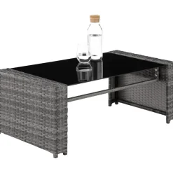 tectake - loungeset Lucca - 1 bank/2 stoelen/1 tafel - grijs