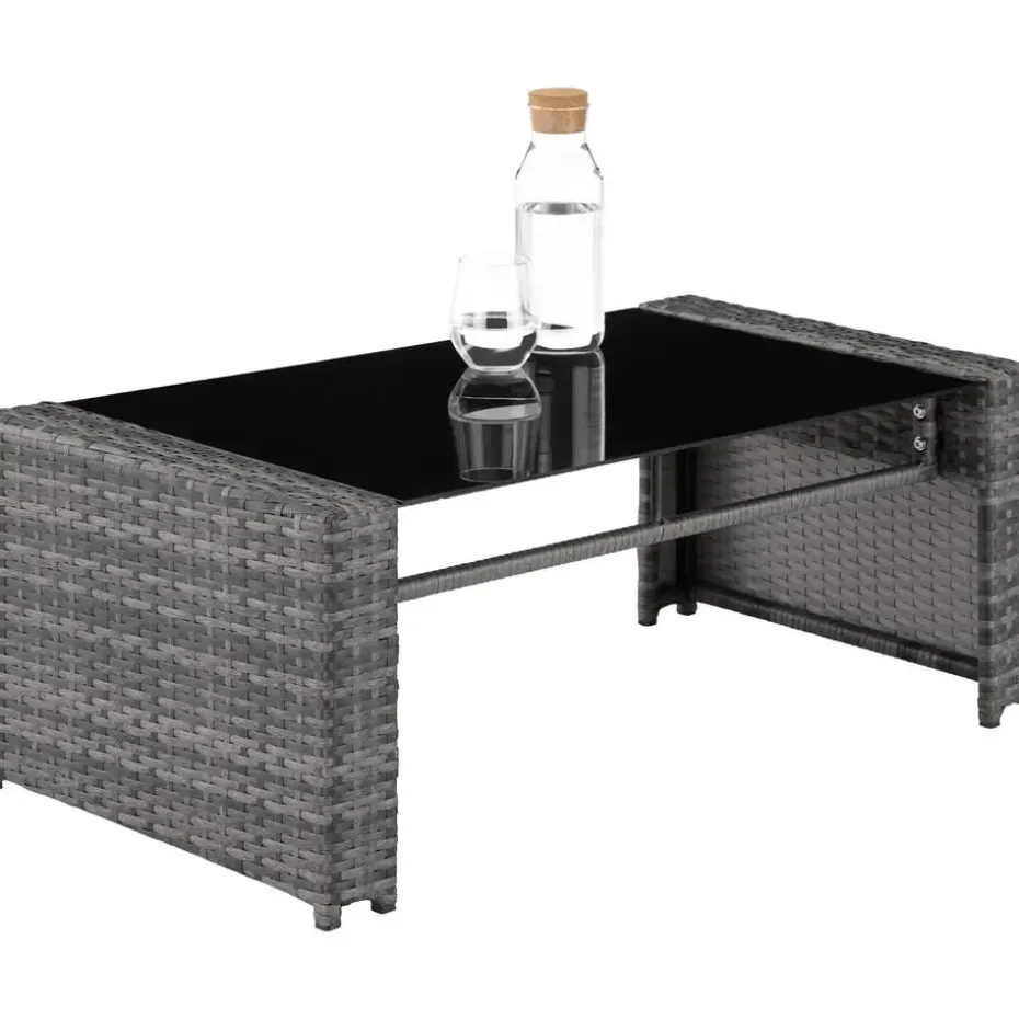 tectake - loungeset Lucca - 1 bank/2 stoelen/1 tafel - grijs