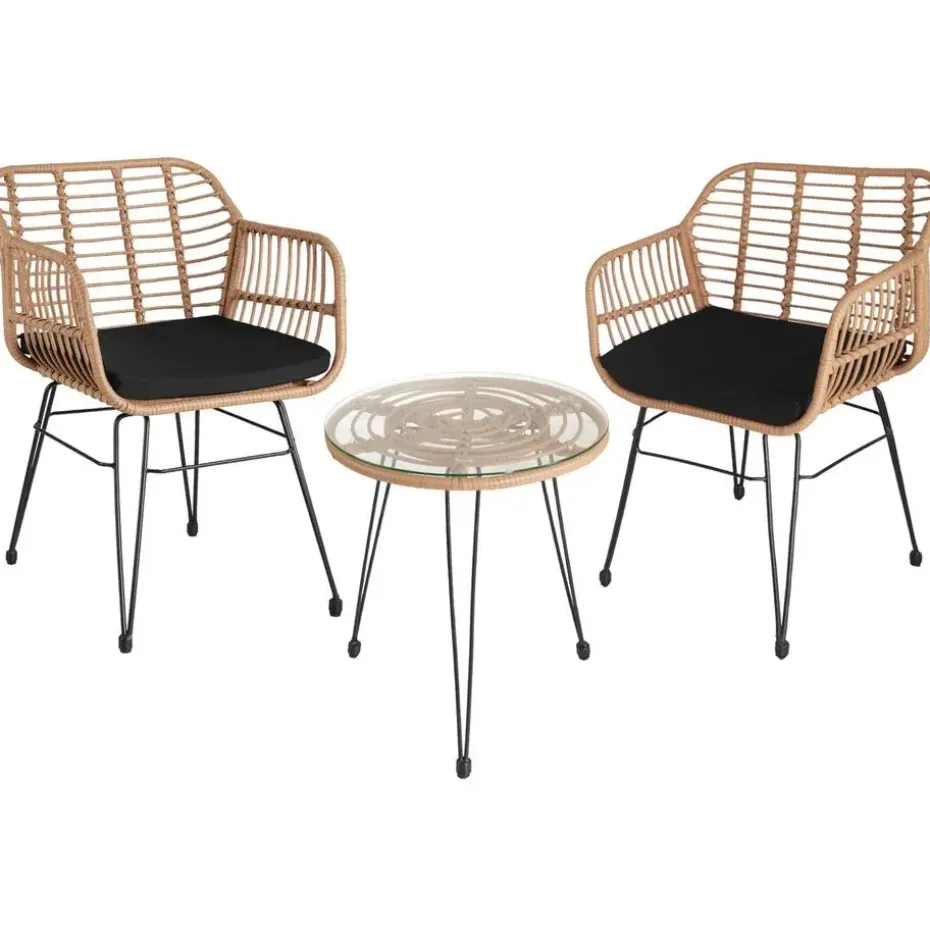 tectake - loungeset Molfetta - wicker - natuurkleur