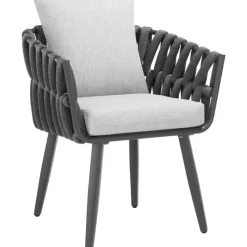 tectake - Stoel Lugano in rope-design met aluminium frame, Antraciet