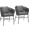 tectake - Stoelset Valeiras in rope-design, dikke kussens, 60x61x77cm