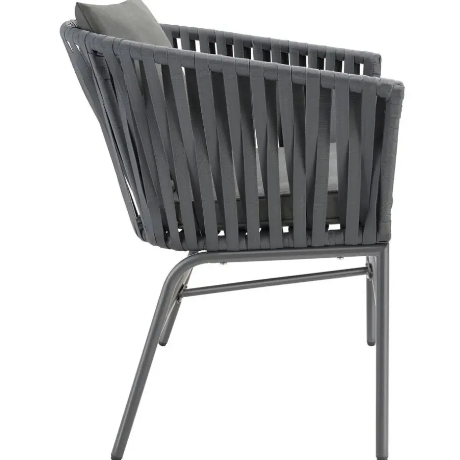 tectake - Stoelset Valeiras in rope-design, dikke kussens, 60x61x77cm