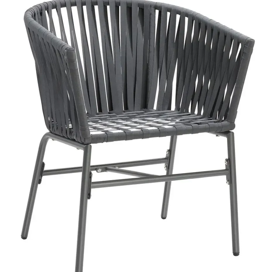 tectake - Stoelset Valeiras in rope-design, dikke kussens, 60x61x77cm