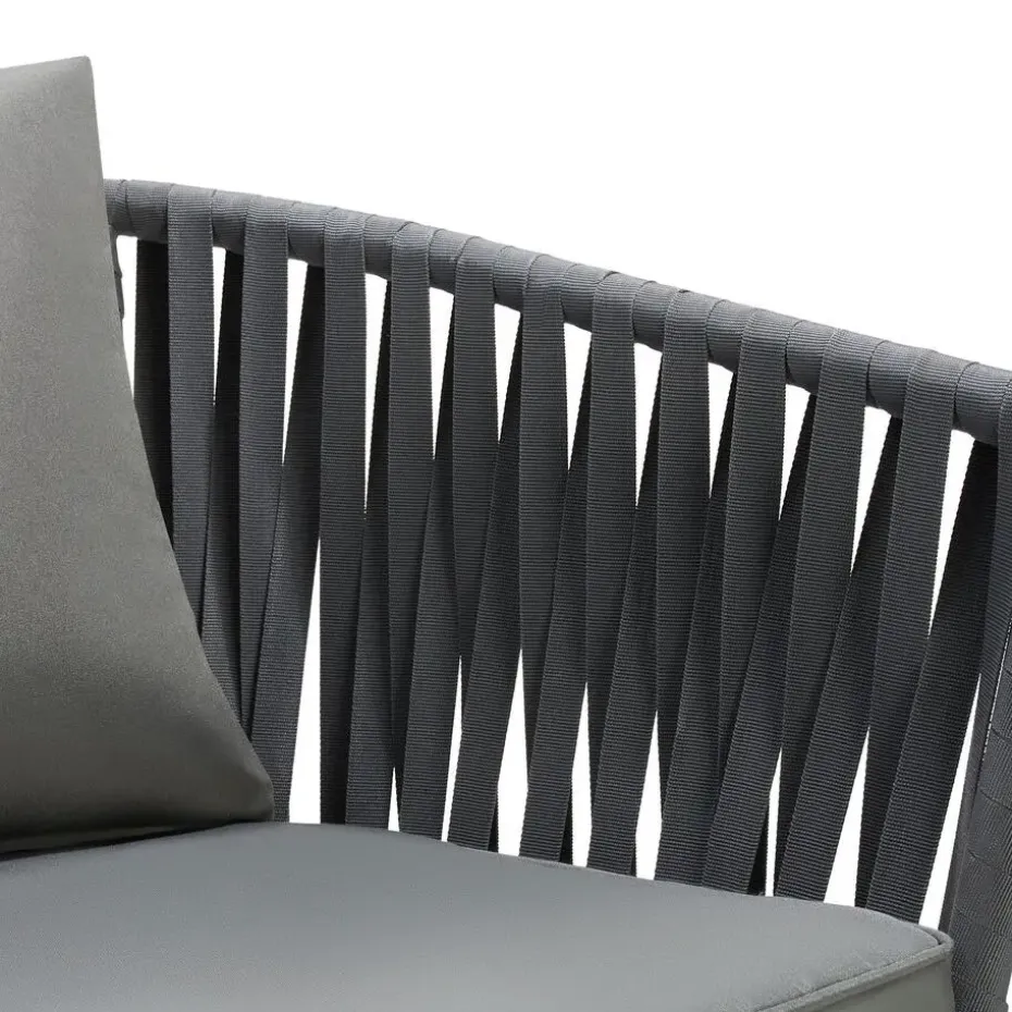 tectake - Stoelset Valeiras in rope-design, dikke kussens, 60x61x77cm