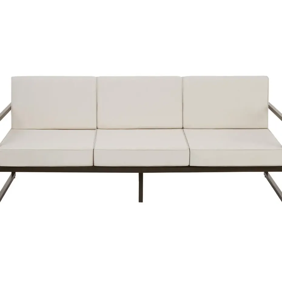 tectake - Tuin-loungebank Comosa, 3-zits, XXL kussens, Bruin / Beige
