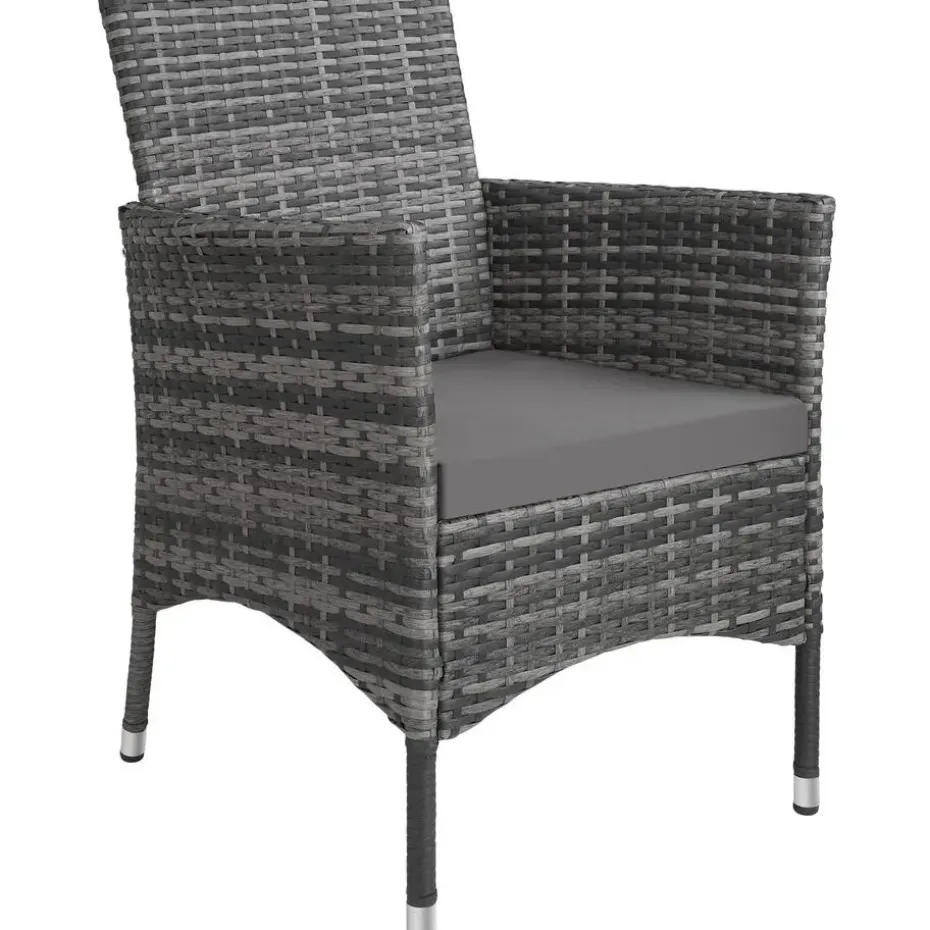 tectake - tuinset 8 stoelen en tafel - wicker - grijs
