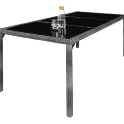 tectake - tuinset 8 stoelen en tafel - wicker - grijs