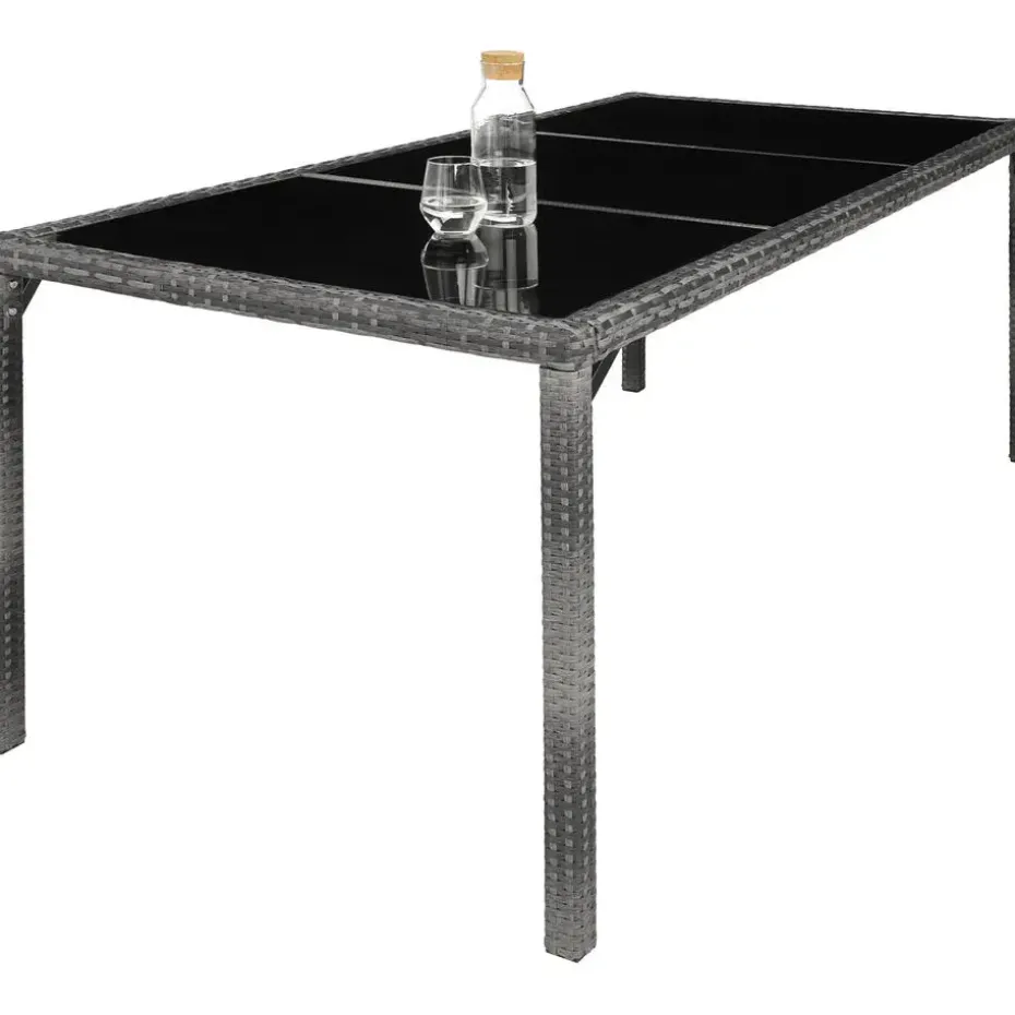 tectake - tuinset 8 stoelen en tafel - wicker - grijs