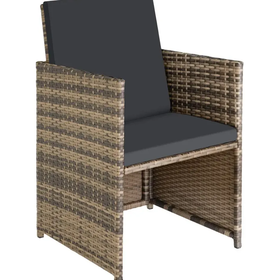 tectake - tuinset Bilbao - wicker met beschermhoes - natuurkleur
