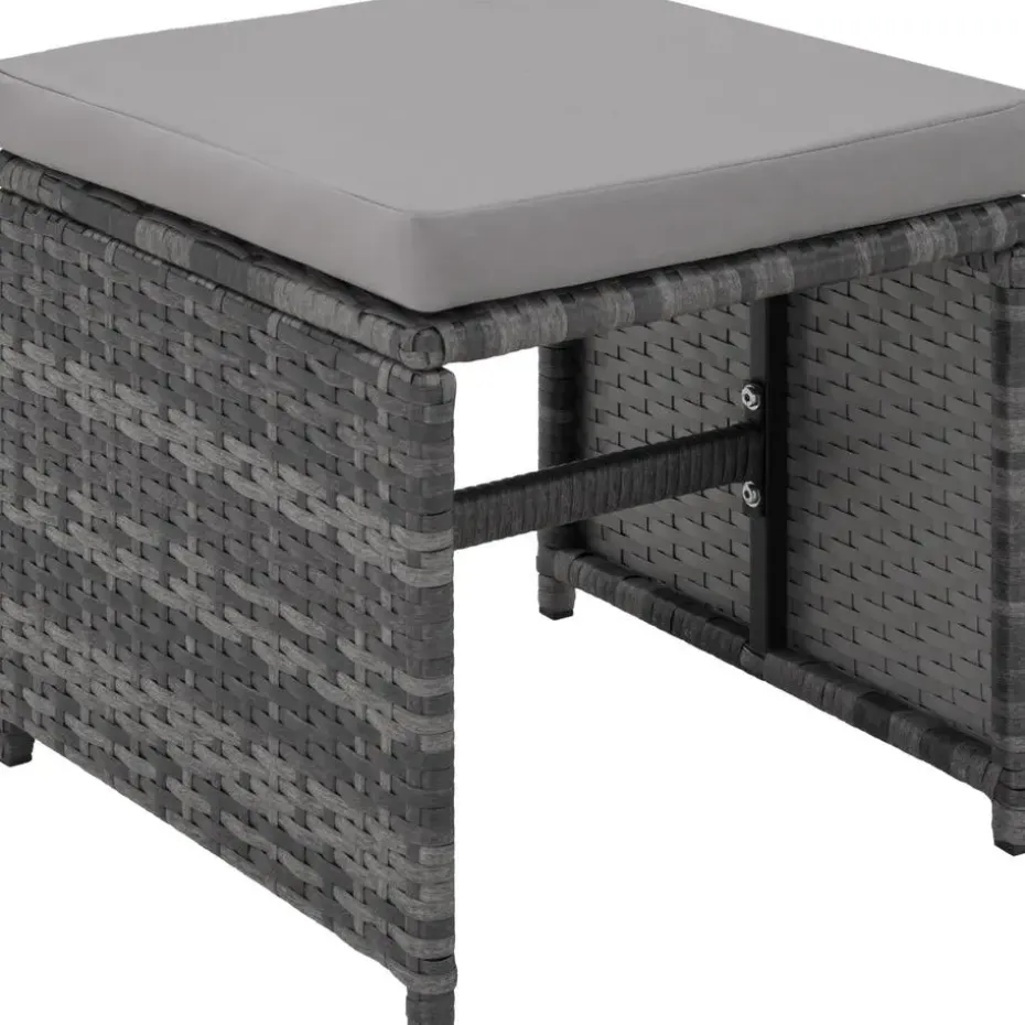 tectake - tuinset Malaga - wicker - grijs