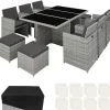 tectake - tuinset New York - wicker - lichtgrijs