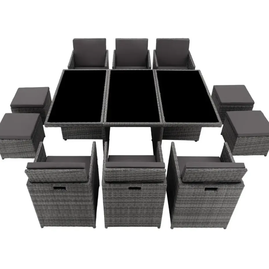 tectake - tuinset New York - wicker - grijs