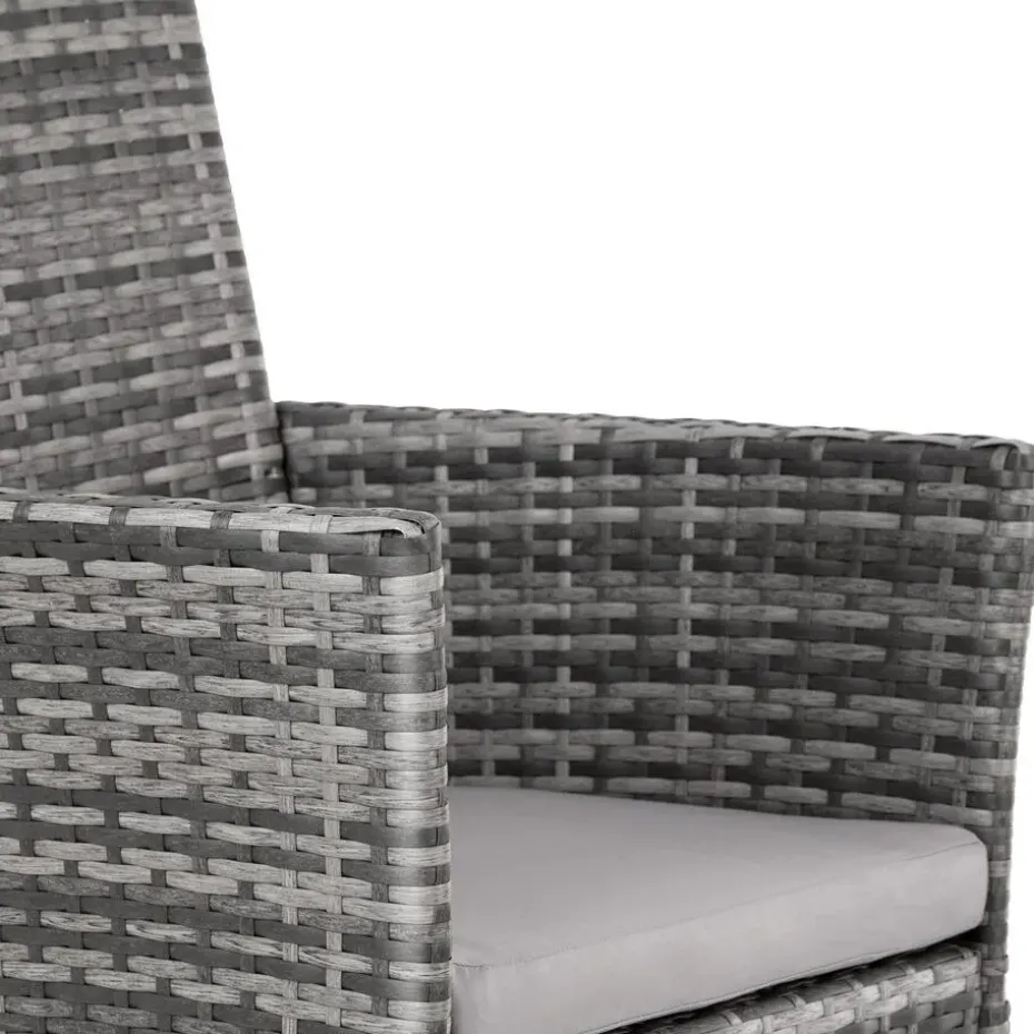 tectake 2 Wicker tuinstoelen met 4 kussenhoezen , Grijs/lichtgrijs