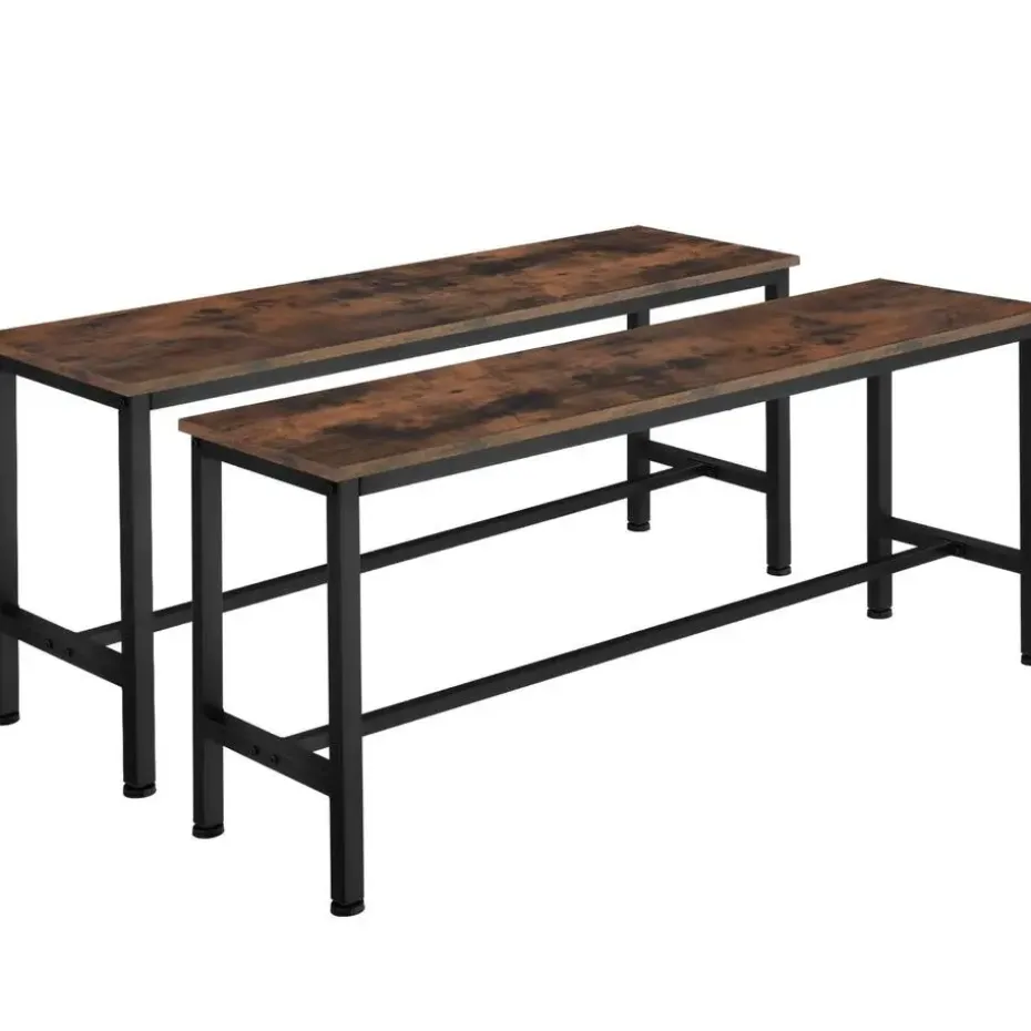 tectake 2 Zitbanken Fairfield, Industrieel Hout Donker, Rustiek