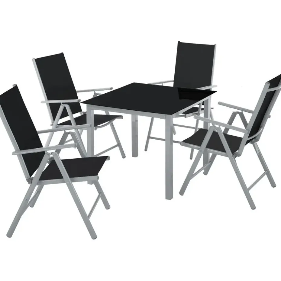 tectake Aluminium tuinset 4+1 - Zilver