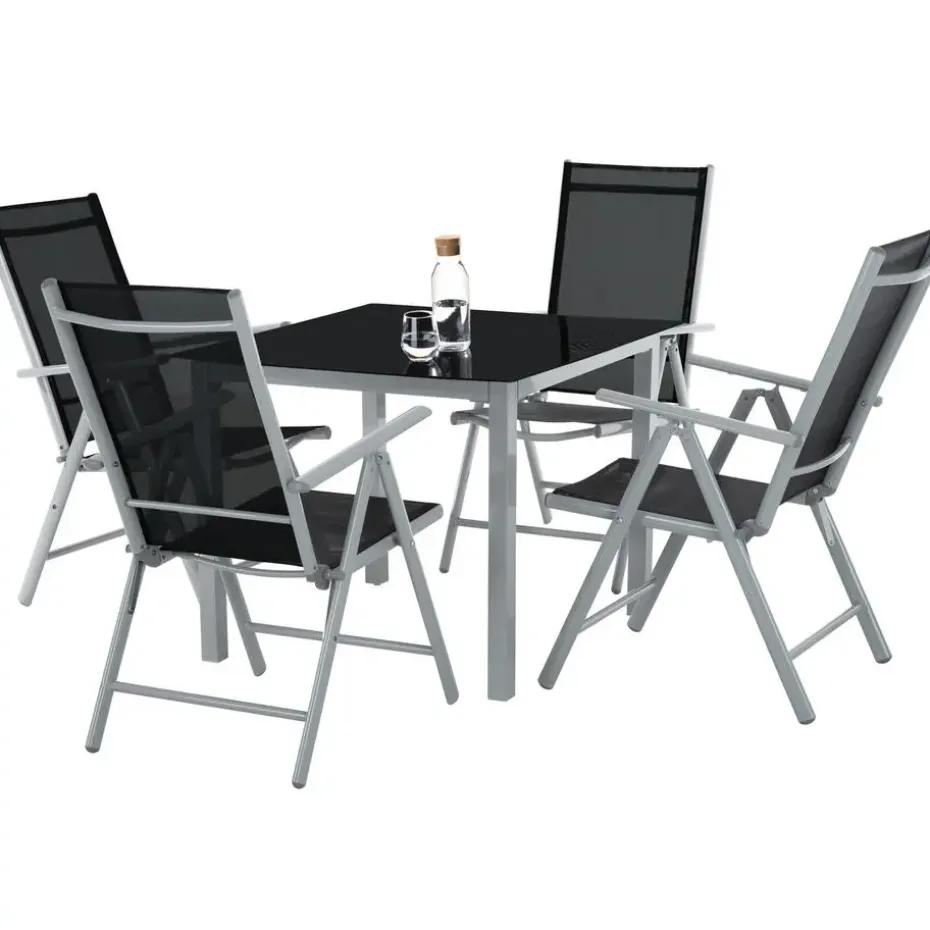 tectake Aluminium tuinset 4+1 - Zilver