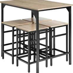 tectake Bartafelset Edinburgh 4+1, Industrieel Licht Hout, Eiken Sonoma