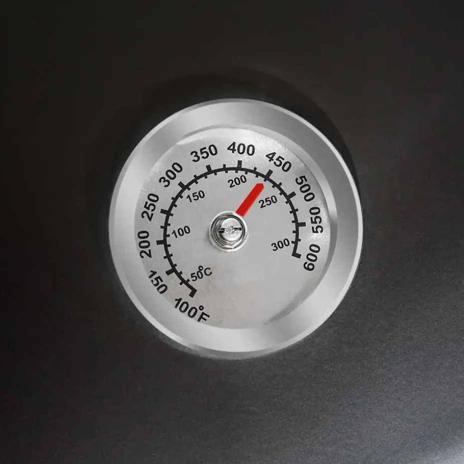 tectake BBQ Barbecue Smoker met deksel en thermometer, Zwart