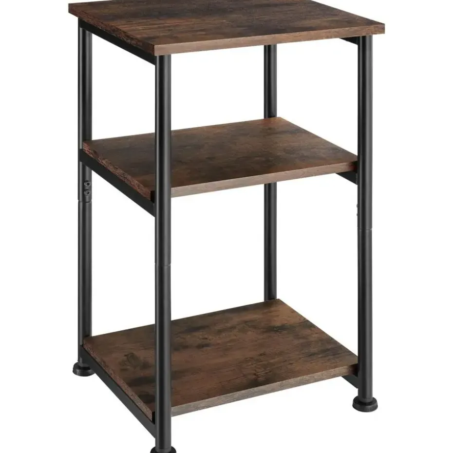 tectake Bijzettafel Memphis 34x30x59cm, Industrieel Hout Donker, Rustiek