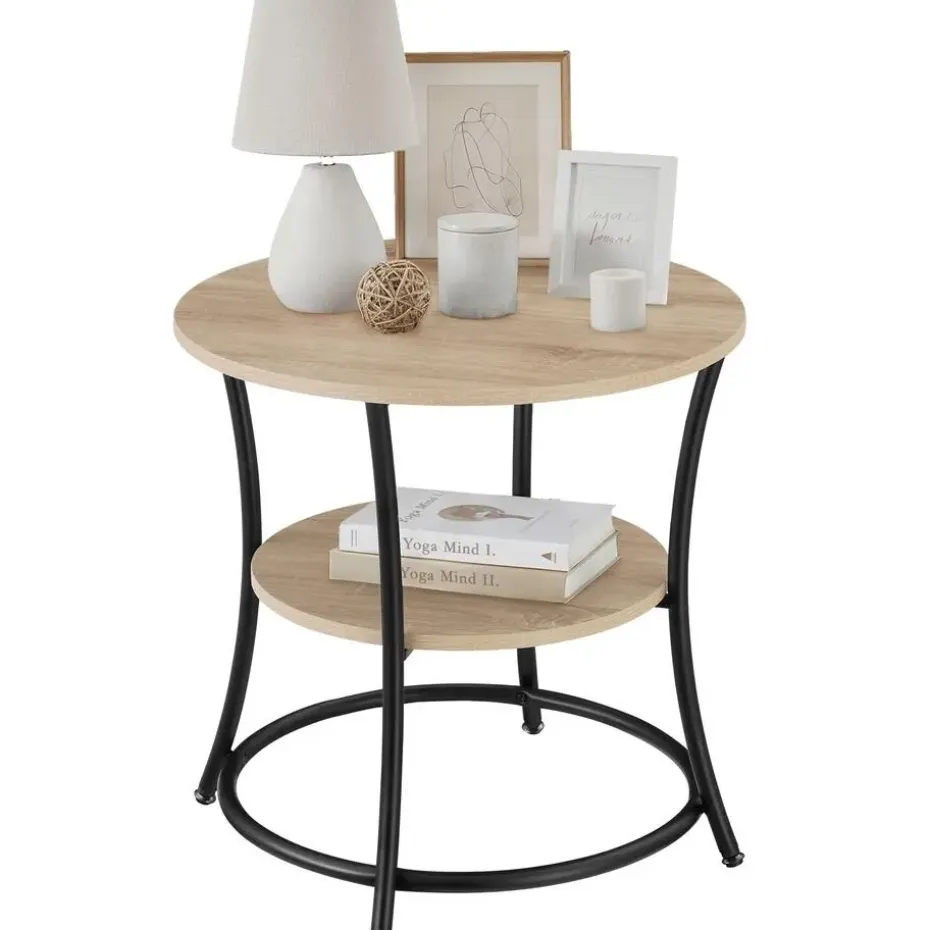 tectake Bijzettafel Saint Louis, Industrieel Licht Hout, Eiken Sonoma