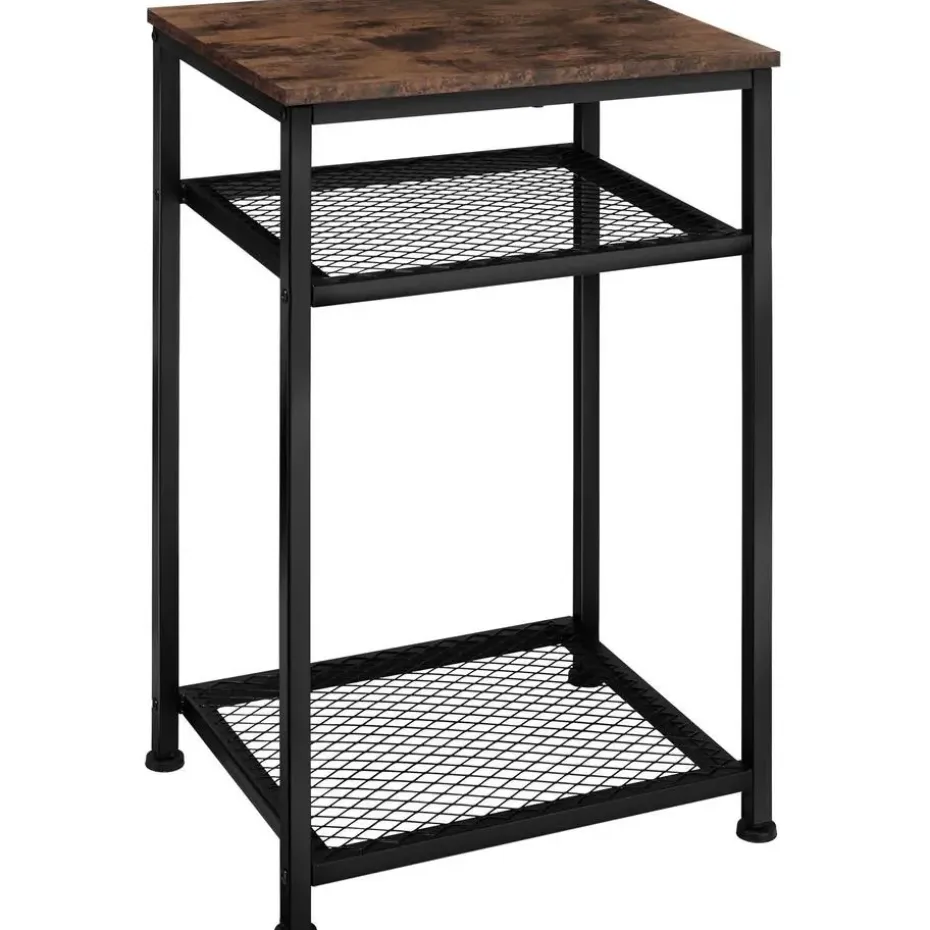 tectake Bijzettafel York 45,5x36x75,5cm, Industrieel Hout Donker, Rustiek