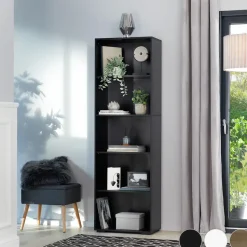 tectake Boekenrek Lexi 5 vakken 60x30x190cm, Licht Hout, Eiken Sonoma