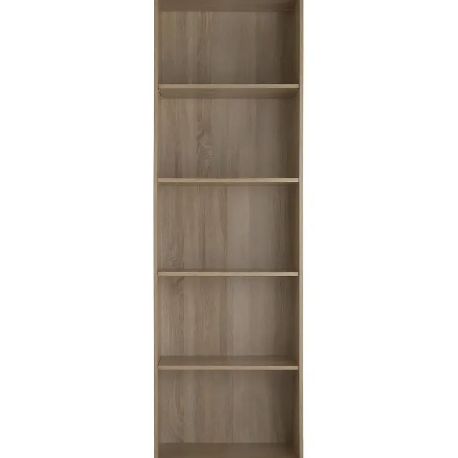 tectake Boekenrek Lexi 5 vakken 60x30x190cm, Licht Hout, Eiken Sonoma