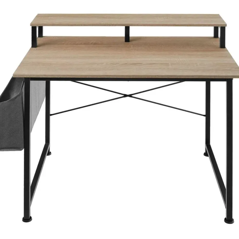 tectake Bureau met plank en organizer, Industrieel Licht Hout, Eiken Sonoma