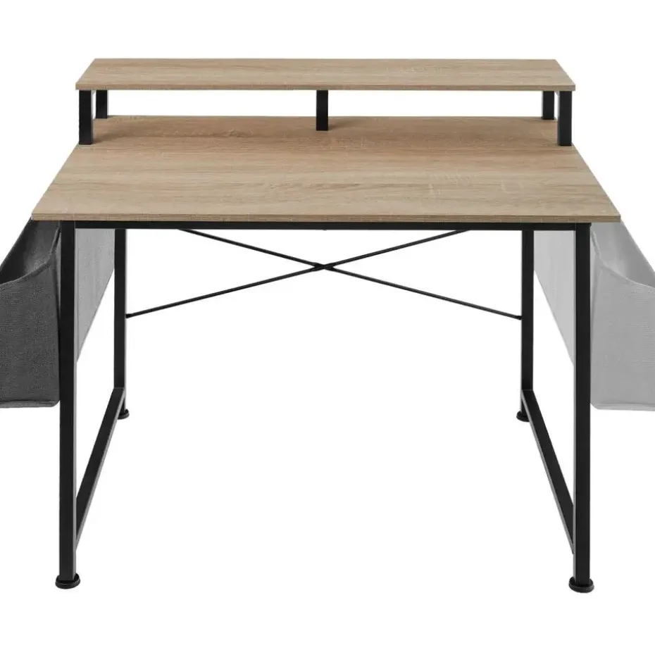 tectake Bureau met plank en organizer, Industrieel Licht Hout, Eiken Sonoma