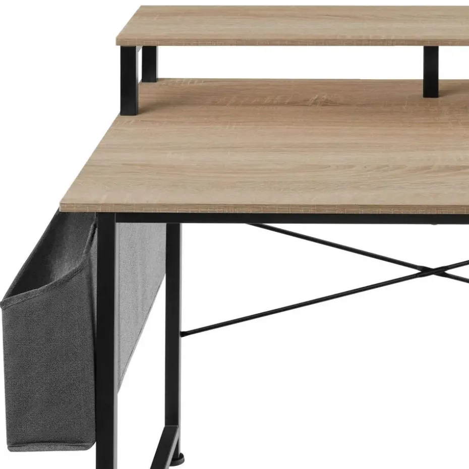 tectake Bureau met plank en organizer, Industrieel Licht Hout, Eiken Sonoma